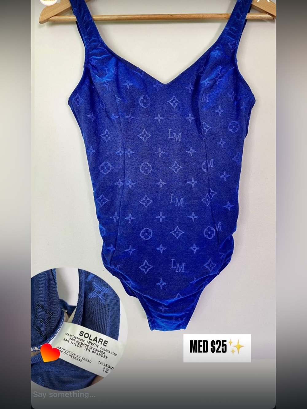 Royal Blue Velvet One-Piece Swimsuit